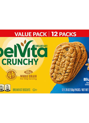 belVita Breakfast Bars Biscuits, Blueberry, Value Pack, 12 Packs (4 Biscuits Per Pack)