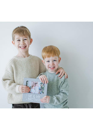 Me and My Brother Picture Frame, Sibling Keepsake, Ideal for Brothers or Sisters, Baby Showers and Gender Neutral Nursery Decor, Gray