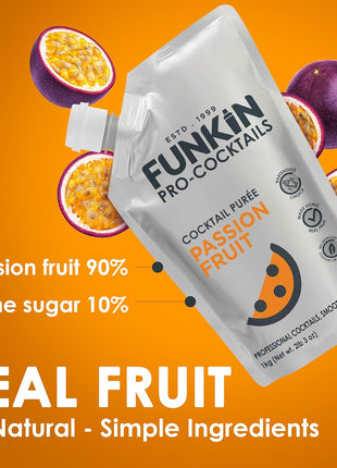 Funkin Fruit Puree | Real Fruit, Simple Ingredient, Natural Mixer for Cocktails, Drinks, Smoothies | Vegan, Non-GMO, Gluten-Free (2.2 lbs) (Passion Fruit)