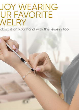 Bracelet Helper Tool - Fastener Helper Tool for Bracelet, Necklace, Jewelry, Watch - Clip, Clasp Helper - Easy to Put on Yourself, Portable, Made of Metal, Silver