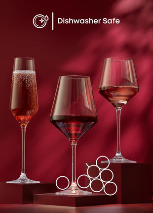 JoyJolt Layla White Wine Glasses, Set of 4 Italian Glasses, 13.5 oz Clear – Made in Europe