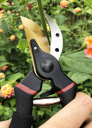 gonicc 8" Professional Premium Bypass Titanium Pruning Shears(GPPS-1003) | Titanium coated SK5 steel blade, Ergonomic non-slip handle, Sap groove anti-stick design, Cuts up to 3/4" branches