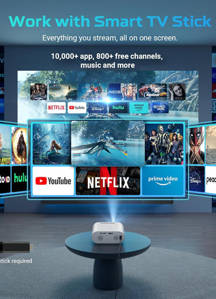 GooDee Smart Viedo Projector 4K with WiFi and Bluetooth, 1000ANSI Brightness Auto Keystone Focus Mini Movie Projector Portable for Home Theather Indoor/Outdoor