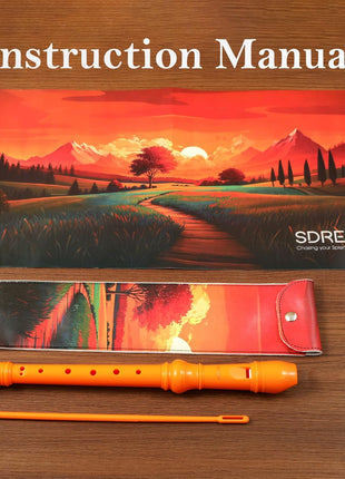 SDREAM Soprano Recorder Instrument for Kids and Adults - Beginner 8 Hole German Fingering Recorder Flute With Cleaning Rod, Packing Bag and Sheet Music (Orange)