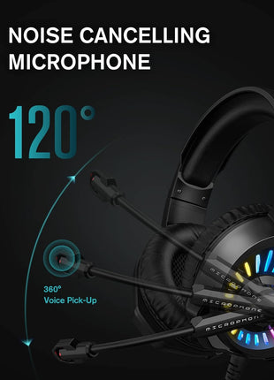 ZIUMIER Wired Gaming Headset for PC, PS5, PS4, Xbox Series X|S | Noise Canceling Microphone, LED RGB Light, 50mm Driver, 3.5mm Audio Jack, Soft Memory Foam, Multi-Platform Headphones