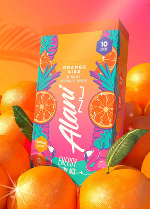 Alani Nu ORANGE KISS Energy Sticks, Energy Drink Powder, 200mg Caffeine, Pre Workout Performance with Antioxidants, On The Go Drink Mix, Biotin, B Vitamins, Zero Sugar, 5 10 Calories, 10 Pack
