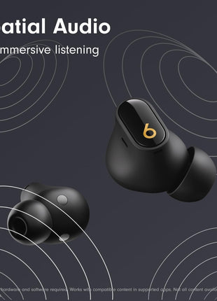 Beats Studio Buds + | True Wireless Noise Cancelling Earbuds, Enhanced Apple & Android Compatibility, Built-in Microphone, Sweat Resistant Bluetooth Headphones, Spatial Audio - Black/Gold