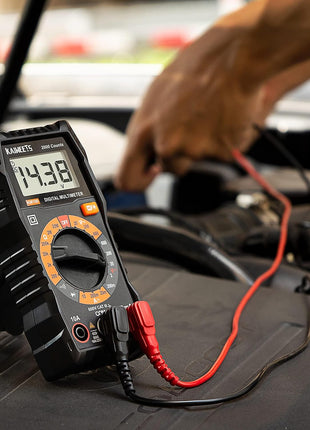 KAIWEETS Digital Multimeter with Case, DC AC Voltmeter, Ohm Volt Amp Test Meter and Continuity Test Diode Voltage Tester for Household Outlet, Automotive Battery Test (Anti-Burn with Double Fuses)