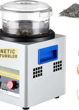 VEVOR Magnetic Tumbler, 180mm Jewelry Polisher Tumbler,2000 RPM KT-185 Jewelry Polisher Finisher with Adjustable Direction and Time for Jewelry (185mm)
