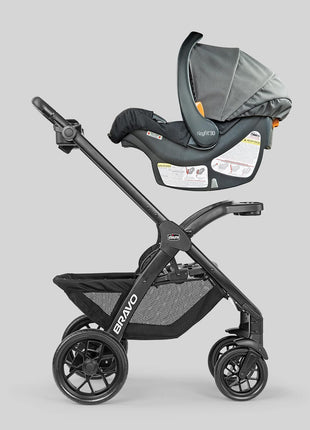 Chicco Bravo LE Stroller with Car Seat Compatibility, Compact Fold | Pewter/Grey, lightweight stroller, UPF 50+ canopy, GREENGUARD Gold, removable seat, 5-point harness, all-wheel suspension