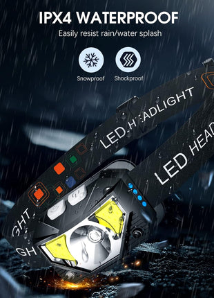 LHKNL Headlamp Flashlight, Lumen Bright Head Lamps LED Rechargeable Camping | Ultra-Light, with White Red Light, 2-Pack Waterproof Motion Sensor Headlight, 8 Modes for Outdoor Running Hiking Fishing