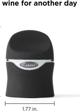Rabbit Champagne and Wine Sealer, Airtight Wine and Champagne Stopper, Keeps Bubbles Fresh Longer, Easy to Use, Velvet Black, Essential Bar Tool