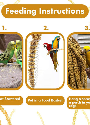 Jmxu's Spray Millet Treat for Birds Parakeets, Natural Sun-Dried Birds Millet for Cockatiel, Budgie, Finches, Parrots, Hamster