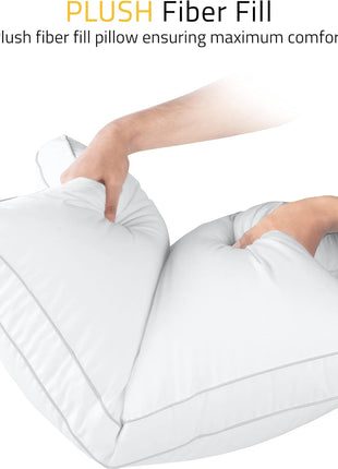 Utopia Bedding Gusset Bed Pillow, Hotel Pillows Queen Size Set of 2, White | Cotton Blended Down alternative pillows for sleeping, soft fluffy cooling comfort for Back, side & stomach sleepers, 2 pack