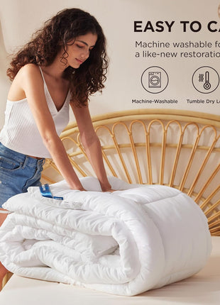 Bedsure Comforter Duvet Insert   Quilted Comforters Queen Size, All Season Duvet, Down Alternative Bedding, with 8 Tabs, Gifts for Women/Men, White, Queen 88 x 88 Inches