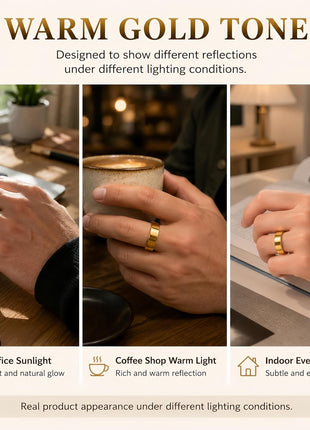 Smart Ring Health & Fitness Tracker for Men & Women, Heart Rate, SPO2, Sleep & Activity Monitoring, IP68 Waterproof, Long Battery Life, Family Care Mode, No Subscription Fee (Gold, 8)
