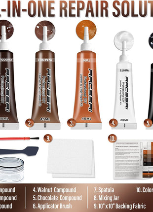 ARCSSAI ARCSSAL Brown Leather Repair Kit for Furniture, Leather Couch Repair Kit for Sofa, Jacket, Car Seats and Purse with Super Easy Instructions, Restores Any Material, Bonded, Pleather, Genuine