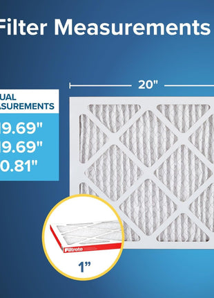 Filtrete 20x20x1 AC Furnace Air Filter, MERV 11, MPR 1000, Micro Allergen Defense, 3-Month Pleated 1-Inch Electrostatic Air Cleaning Filter, 2 Pack (Actual Size 19.719 x 19.719 x 0.84 in)