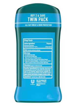 Degree Men Original Antiperspirant Deodorant Cool Rush Twin Pack 48-Hour Sweat & Odor Protection Antiperspirant For Men 2.7 oz