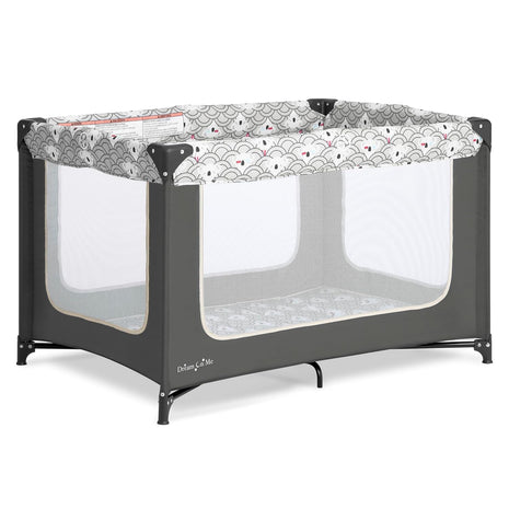 Dream On Me Zodiak Baby Playard, Breathable Mesh Sides, Soft Comfortable Mattress, Quick & Easy to Fold with Travel Carry Bag, Compact Space Saving Design - Gray