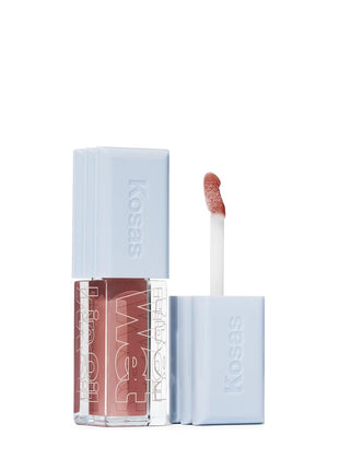 Kosas Wet Lip Oil Gloss - Hydrating Lip Plumping Treatment with Hyaluronic Acid & Peptides, Non-Sticky Finish (Unbuttoned)