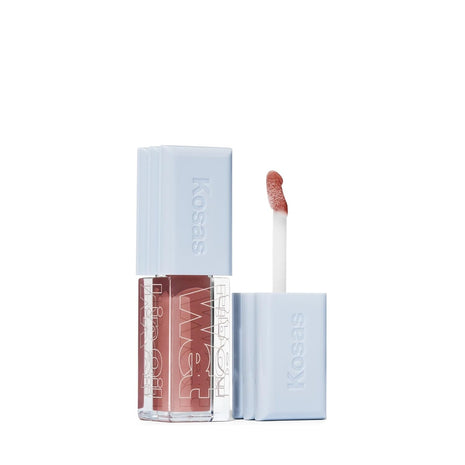 Kosas Wet Lip Oil Gloss - Hydrating Lip Plumping Treatment with Hyaluronic Acid & Peptides, Non-Sticky Finish (Unbuttoned)
