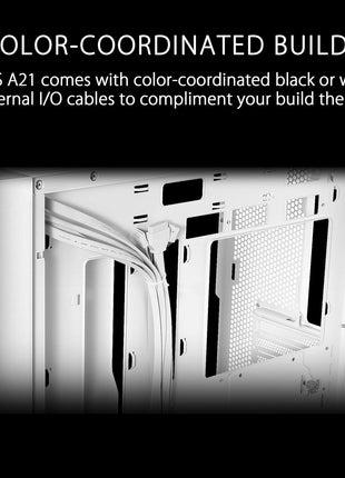 ASUS A21 White Micro ATX PC Case Supports BTF Hidden Connector Technology, Graphics Cards up to 380mm, 360mm Coolers, & ATX PSUs, Includes Porous Front-Panel mesh, 2 Year Warranty