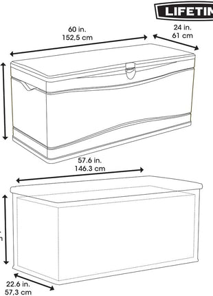 Lifetime 60012 Extra Large Deck Box, 130 Gallon, Desert Sand/Brown
