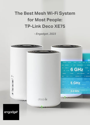 TP-Link Deco XE75 AXE5400 Tri-Band WiFi 6E Mesh System - Covers up to 5500 Sq.Ft, Replaces WiFi Router and Extender, AI-Driven Mesh, 6GHz Band, 2-Pack