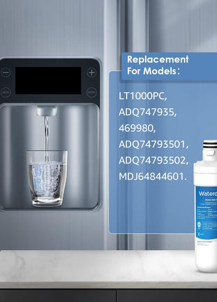 Waterdrop ADQ747935 LT1000PC Replacement for LG® LT1000P®/PC/PCS ThinQ® Refrigerator Water Filter, LFXS26973S, LMXS28626S, LMWS27626S, LFXS28596S, ADQ74793501 and LT120F®, 3 Combo
