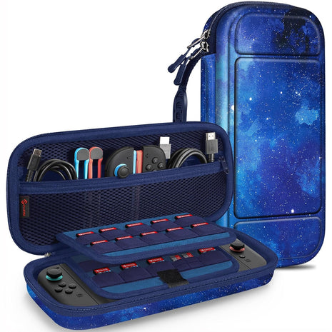FINTIE Carrying Case for Nintendo Switch 2 (2025), Shockproof Hard Shell Switch 2 Case, Protective Cover Travel Bag with 19 Game Card & 2 Micro SD Card Slots & Inner Pocket, Starry Sky