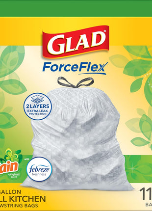 Glad ForceFlex Tall Kitchen Trash Bags, 13 Gallon, Gain Original, 110 Count (Package May Vary)