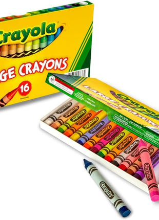 Binney & Smith Crayola(R) Large Crayon Set, Lift-Lid Box, Assorted Colors, Box Of 16