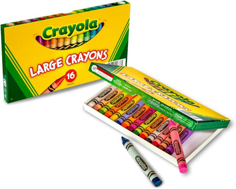 Binney & Smith Crayola(R) Large Crayon Set, Lift-Lid Box, Assorted Colors, Box Of 16