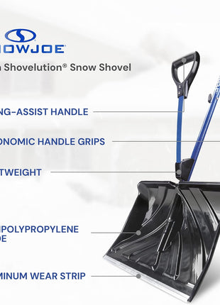 Snow Joe Snow Shovel with 18-Inch Blade and Assist Handle, 3.5 Lbs - Heavy-Duty Lightweight Shoveling Tool for Ice Removal, Shovelution SJ-SHLV01
