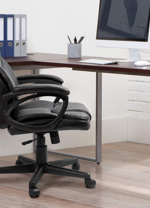 Furmax Office Executive Chair High Back Adjustable Managerial Home Desk Chair, Swivel Computer PU Leather Chair with Lumbar Support (Black)