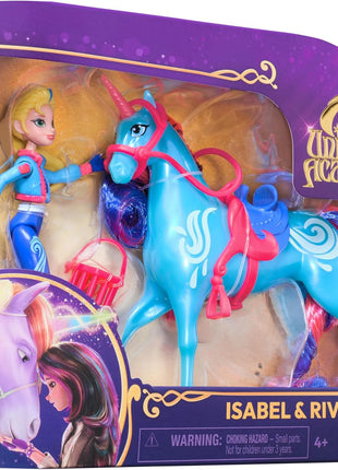 Unicorn Academy Isabel & River Set, Dolls & Unicorn Toys, Ages 4+ | Brushable Mane & Tail, 2 Riding Accessories, Recreate Show Moments, Imaginative Storytelling Play, Birthday Gifts for Girls
