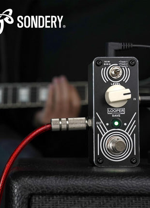 Sondery Looper Pedal Triple Loop, Each Track 30 Minutes Looping Time, Access to Upload/Download Music Files Via Enclosed USB Cable from/to Each Track, Unlimited Overdubs Undo/Redo, True Bypass