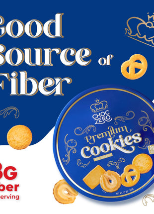 ChocZero Keto Butter Cookies - Sugar Free Danish Shortbread Gift - Gluten Free, Low Carb (1 tin, 12 oz)