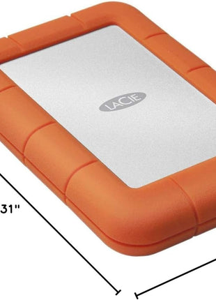 LaCie Rugged 5TB Portable External HDD - USB 3.0/2.0 Compatible, Shock/Dust/Rain Resistant for Mac & PC, Orange, Grey