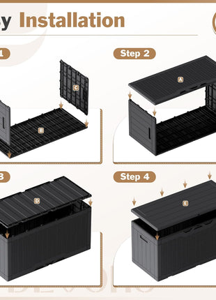 Devoko 100 Gallon Waterproof Large Resin Deck Box Indoor Outdoor Lockable Storage Container for Patio Furniture Cushions Garden Tools (100 Gallon, Black)