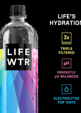 LIFEWTR Premium Purified Water, pH Balanced with Electrolytes, 100% recycled plastic bottles, 33.8 Fl Oz, 1L (Pack of 6)