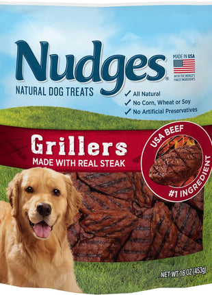 Blue Buffalo Nudges Grillers Natural Dog Treats, Made in the USA with Real Steak, 16-oz Bag
