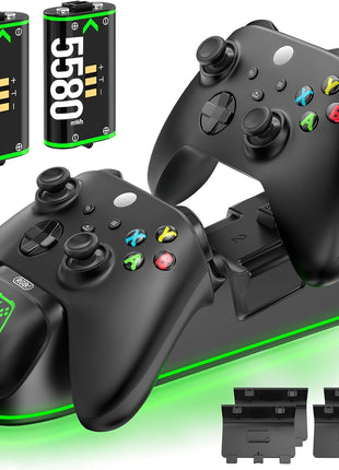 OIVO XSX Controller Charger Station with 2 Packs 5580mWh Honest Rechargeable Battery for Xbox Series X/S/One/Elite/Core Controller, Charging Dock for Xbx with 4 Packs Covers for Xbox One Console