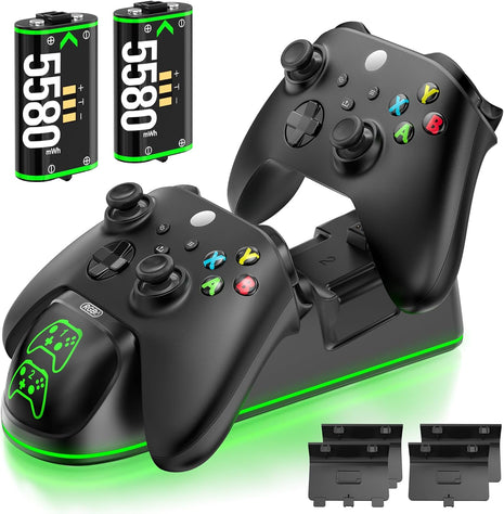 OIVO XSX Controller Charger Station with 2 Packs 5580mWh Honest Rechargeable Battery for Xbox Series X/S/One/Elite/Core Controller, Charging Dock for Xbx with 4 Packs Covers for Xbox One Console
