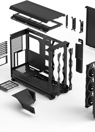 Fractal Design Meshify 3 XL Black RGB Tempered Glass Light Tint - High Airflow PC Gaming Case - Mesh Front Panel - Three ARGB Momentum 14 Gen 2 Fans Included - Spacious Interior - GPU up to 512mm