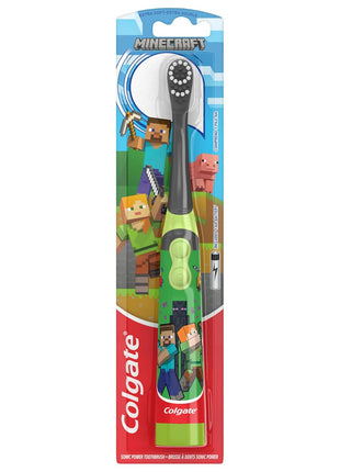 Colgate Kids Battery Powered Minecraft Toothbrush, Extra Soft | For Kids Ages 3 and Up, Extra Soft Bristles, Battery Powered, Easy On/Off Switch, Lay Flat Handle, Fun Minecraft Design