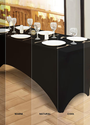 Utopia Kitchen Spandex Tablecloth 2 Pack [6FT, Black] Tight, Fitted, Washable and Wrinkle Resistant Stretch Rectangular Patio Table Cover for Event, Wedding, Banquet & Parties [72Lx30Wx30H Inch]