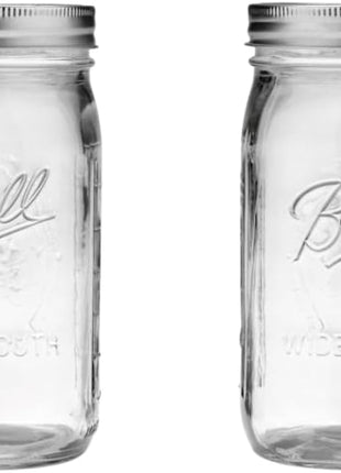 Ball Wide Mouth Glass Mason Jars with Lids and Bands, Used for Canning, Pickling, Juice, Jam, Jelly, Quart Size 32 Ounce (Pack of 2)