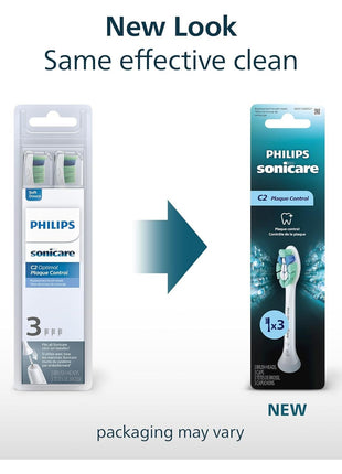 Philips Sonicare C2 Brush Heads, 3-Pack, 9 Month Supply, White | 700% More Plaque Removal1, BrushSync Reminder, Up To 62,000 Bristle Movements Per Min, HX9023/65